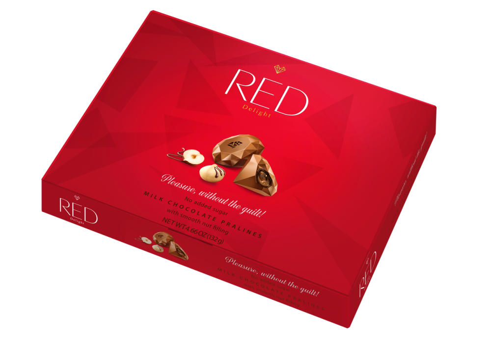 Шоколадные конфеты Red Delight из молочного шоколада с ореховой начинкой 132 г