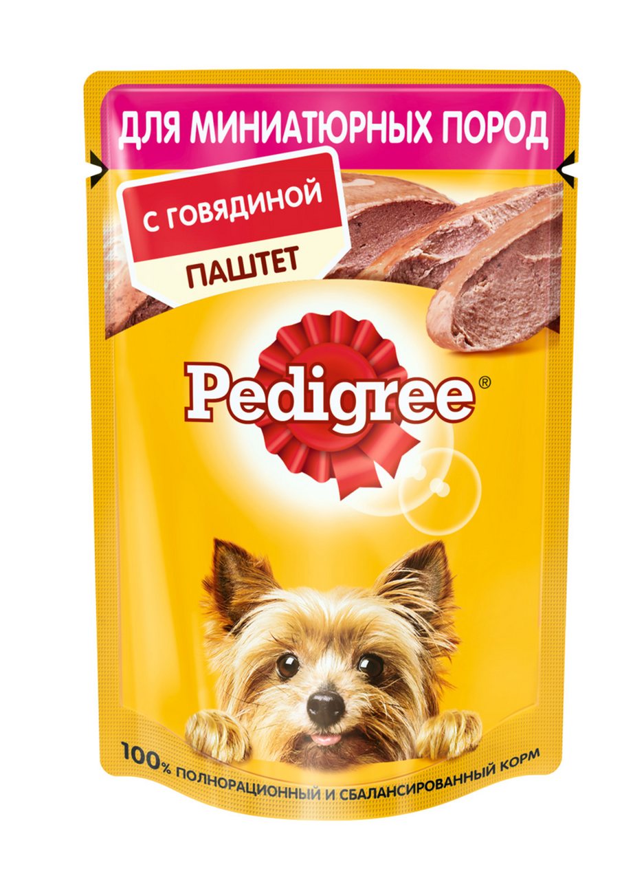 Корм влажный Pedigree паштет с говядиной для взрослых собак миниатюрных пород 80 г