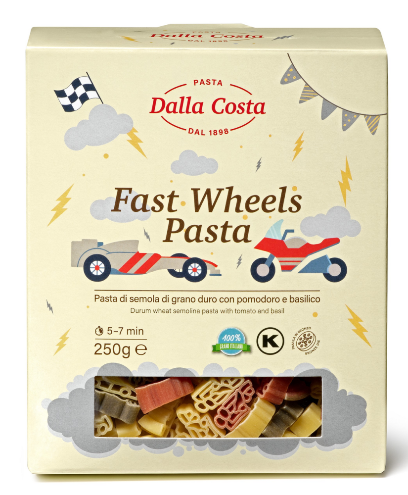 Макароны Dalla Costa быстрые гонки томат-базилик, 250г