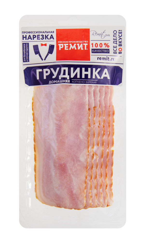 Грудинка копчено-вареная Ремит Домашняя нарезка 150 г