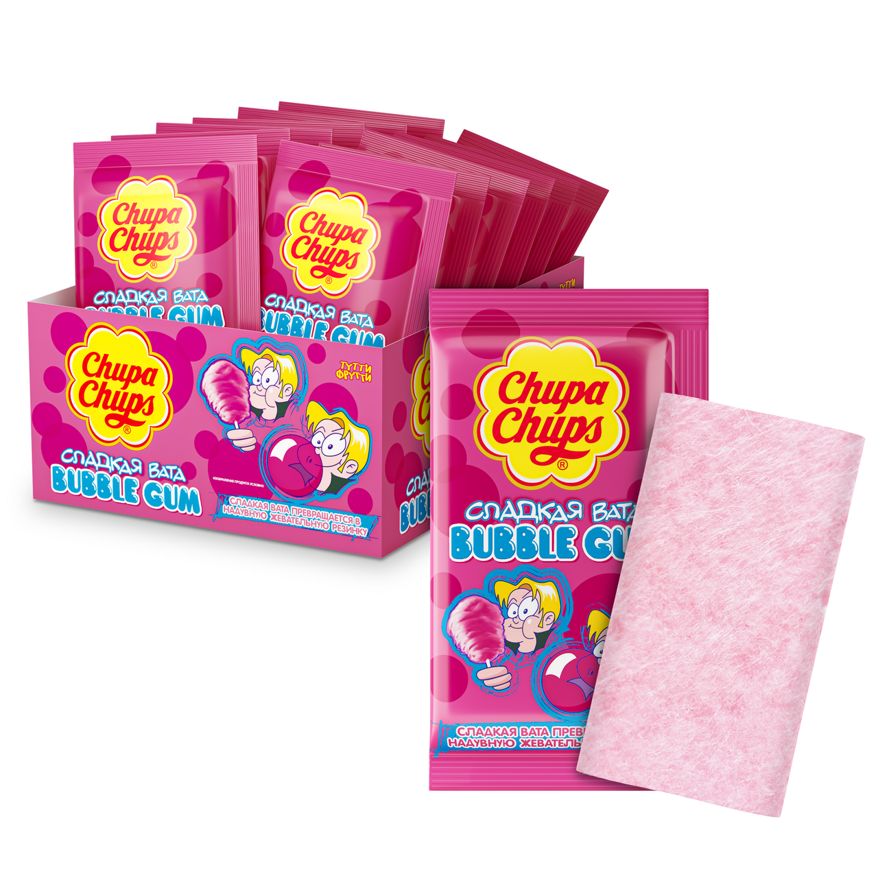 Резинка жевательная Chupa Chups Сладкая вата тутти-фрутти, 11г