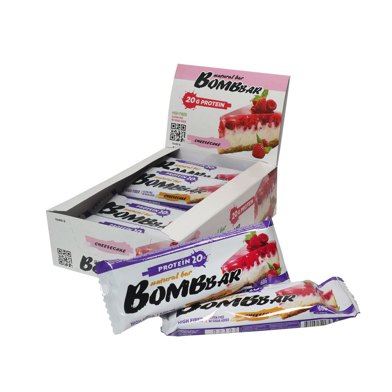 Батончик протеиновый Bombbar Малиновый чизкейк неглазированный, 60г
