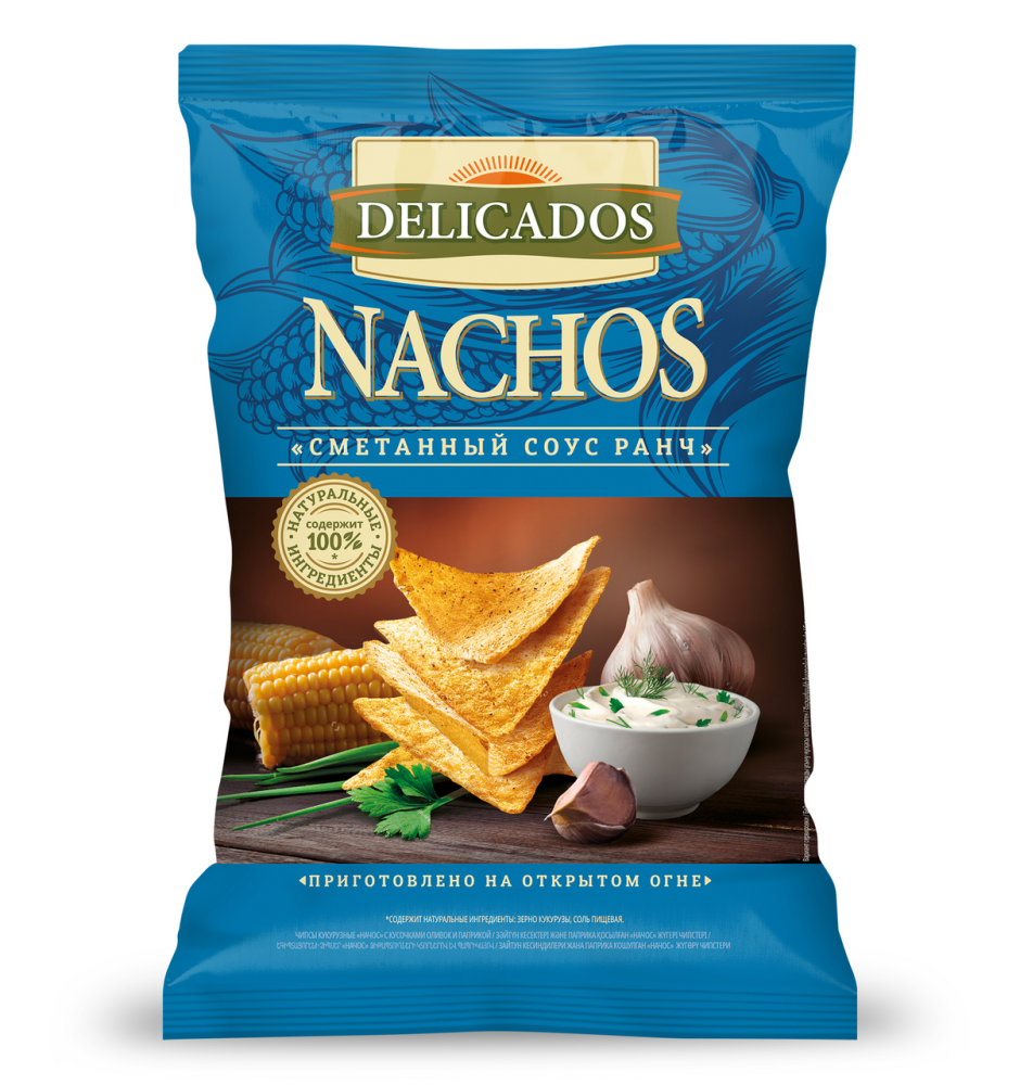 Чипсы Delicados Nachos Сметанный соус Ранч, 150г