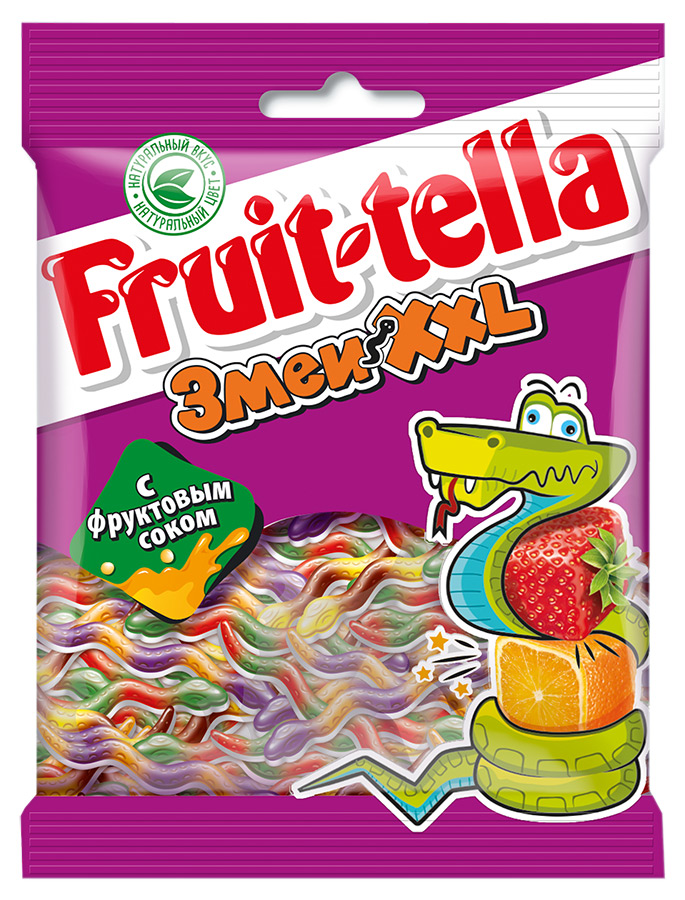 Мармелад Fruittella жевательный Змеи XXL с фруктовым соком 70г