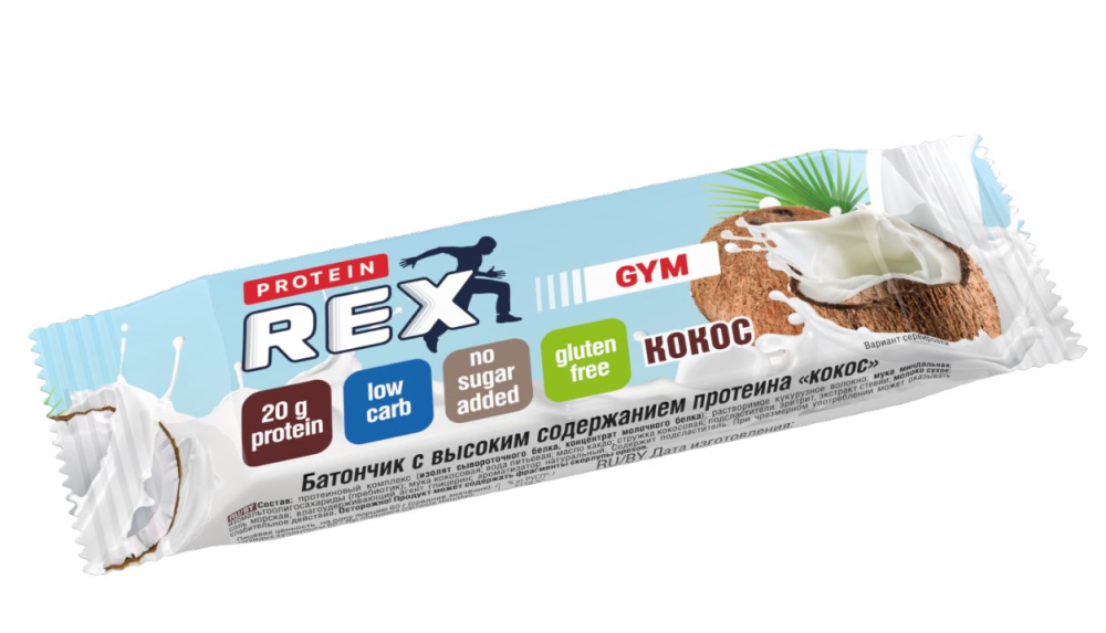 Батончик ProteinRex протеиновый кокос без сахара, 60г
