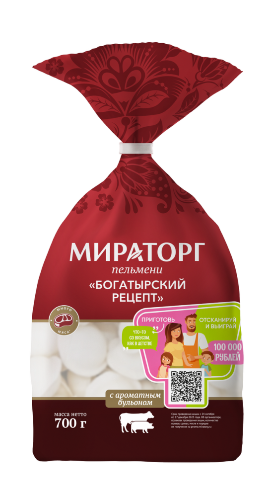 Пельмени Мираторг Богатырский рецепт замороженные, 700г