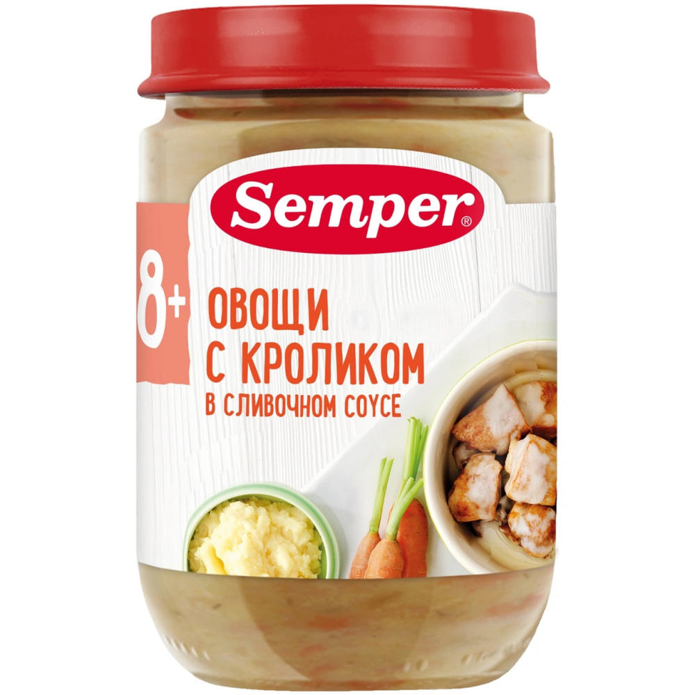 Пюре Semper овощи с кроликом в сливочном соусе, 190г