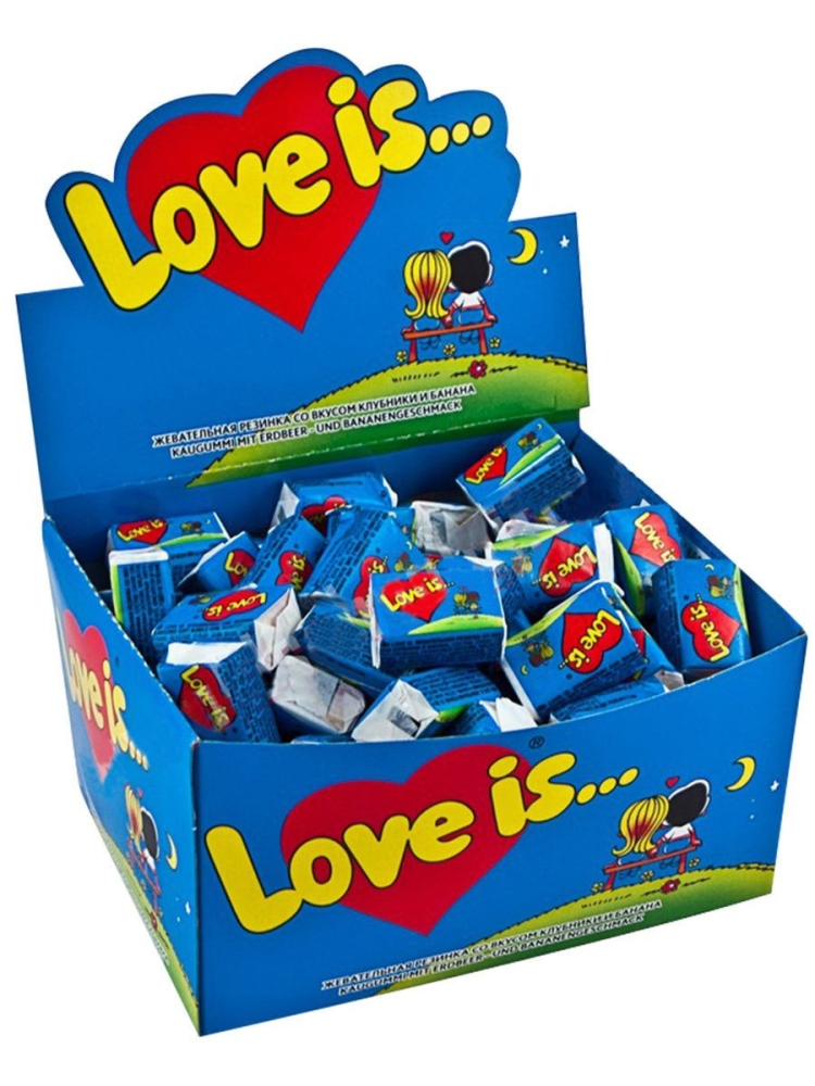 Жевательная резинка Love is банан-клубника (4.2г x 100шт), 420г