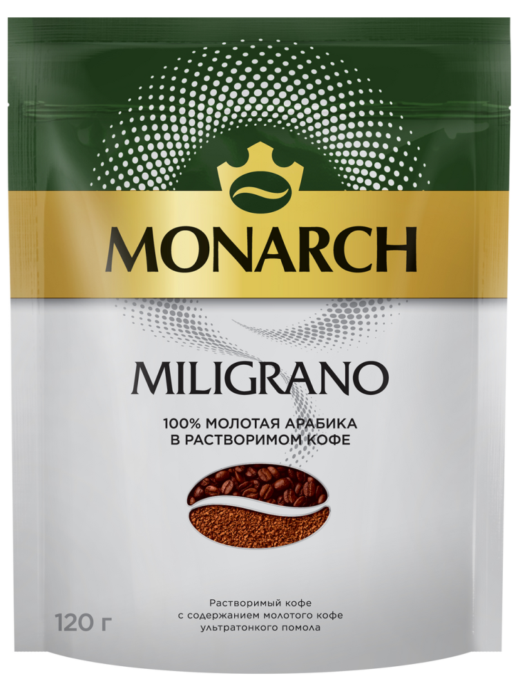 Кофе Monarch Milligrano растворимый с добавлением молотого, 120г Кофе Monarch Milligrano растворимый с добавлением молотого, 120г