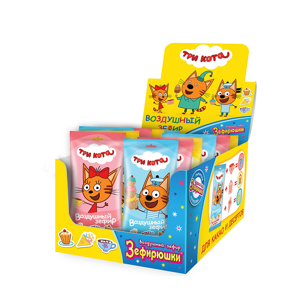 Зефир Зефирюшки Три кота воздушный для какао и десертов, 15г