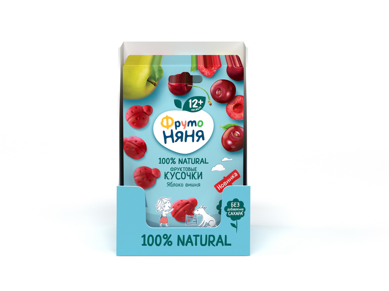 Кусочки ФрутоНяня фруктовые яблоко-вишня, 15г