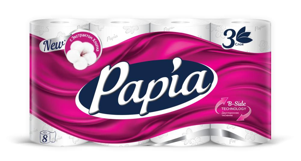 Туалетная бумага Papia Мягкая как хлопок 8 шт