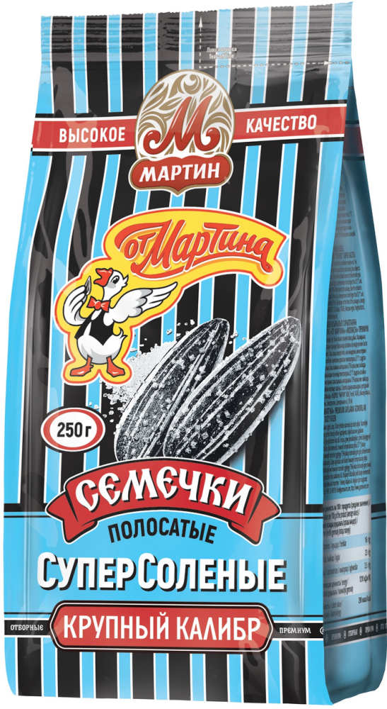 Семечки От Мартина полосатые суперсоленые обжаренные, 250г