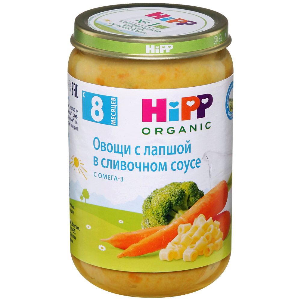 Hipp овощи с лапшой в сливочном соусе