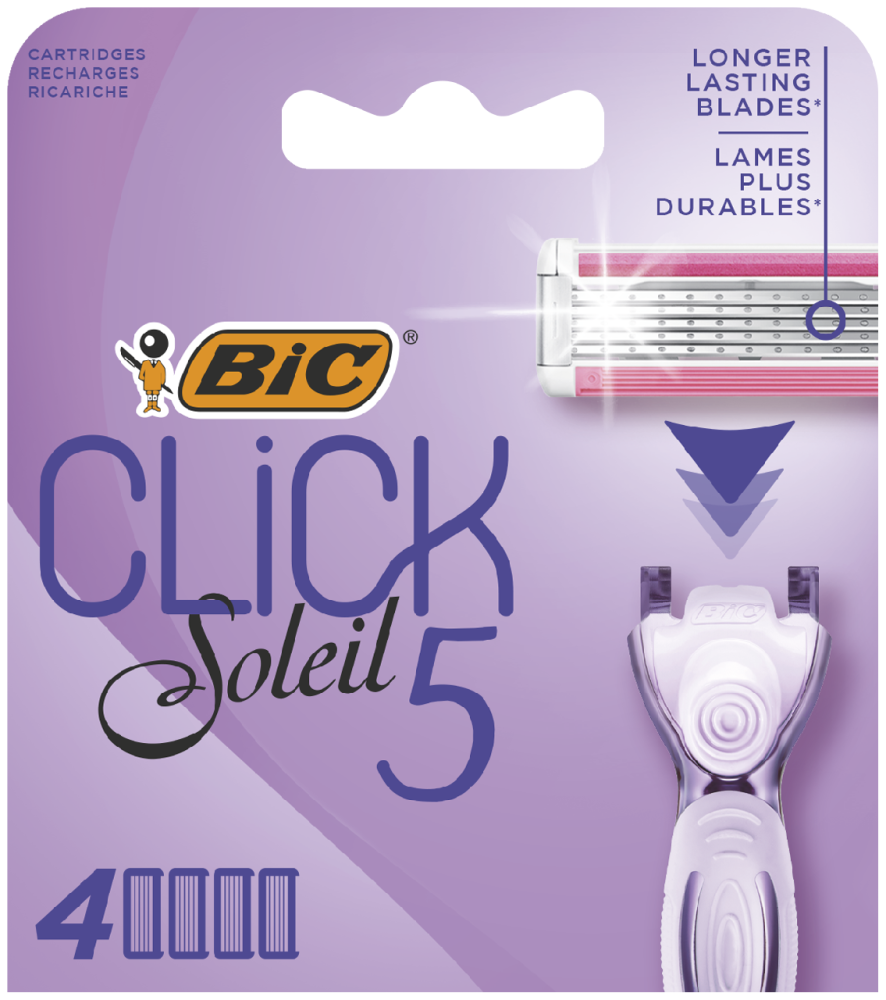 Сменные кассеты BIC Click 5 Soleil 5 лезвий, 4шт