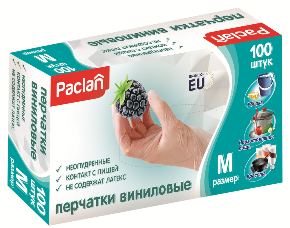 Перчатки Paclan виниловые размер М