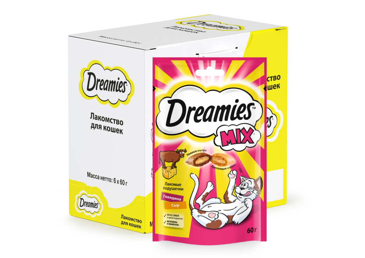 Лакомство для кошек Dreamies с говядиной и сыром 60 г