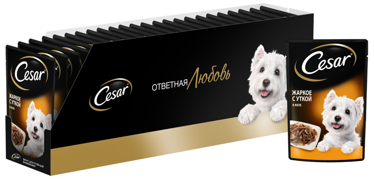 Корм влажный Cesar жаркое с уткой в желе для взрослых собак 85 г