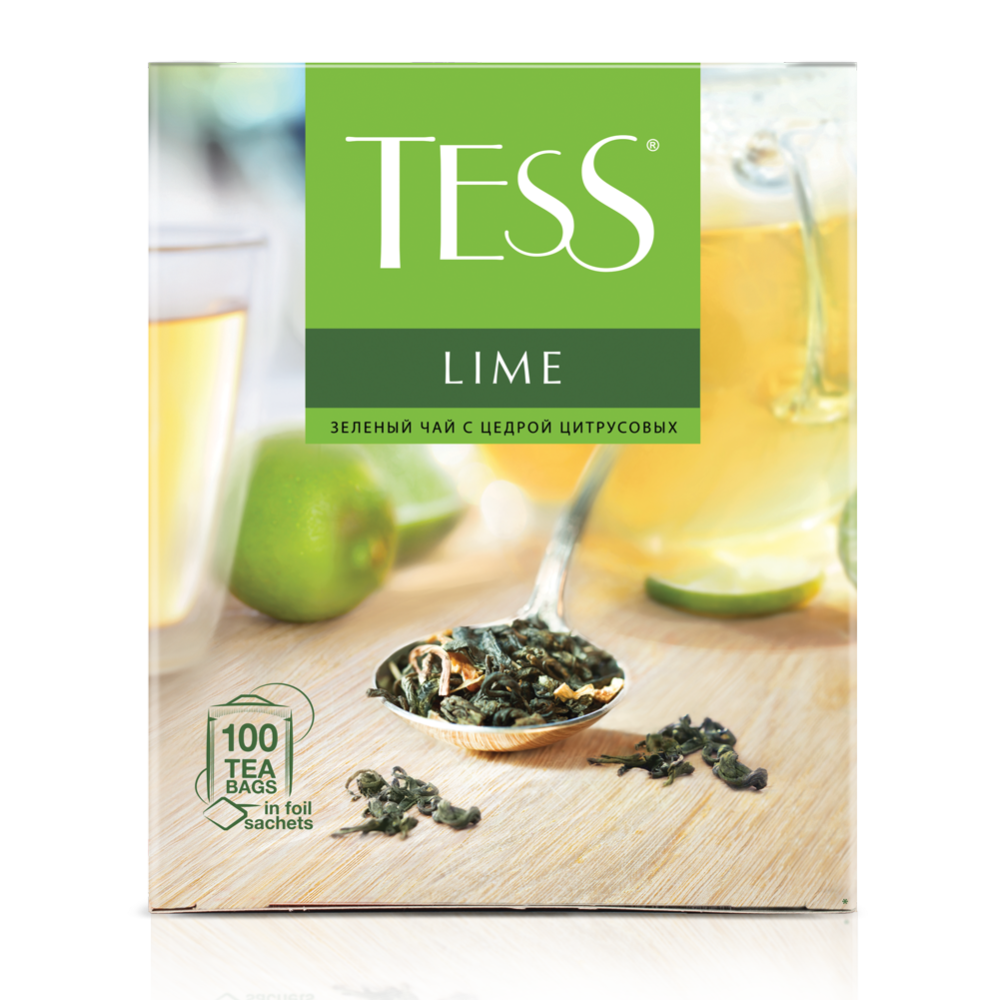 Чай Tess Lime зеленый с цедрой цитрусовых 100*1,5г