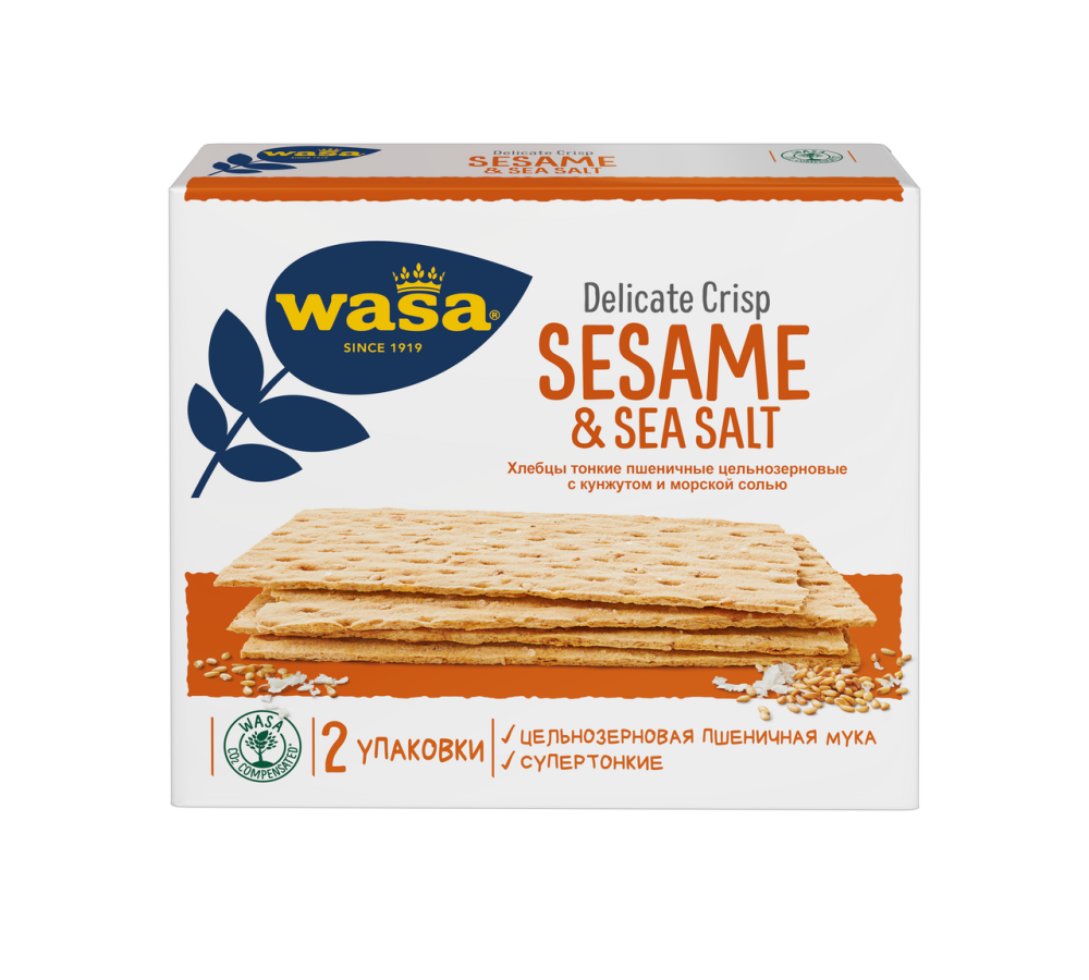 Хлебцы пшеничные Wasa Delicate Crisp Sesame&SeaSalt тонкие с кунжутом и морской солью 190г