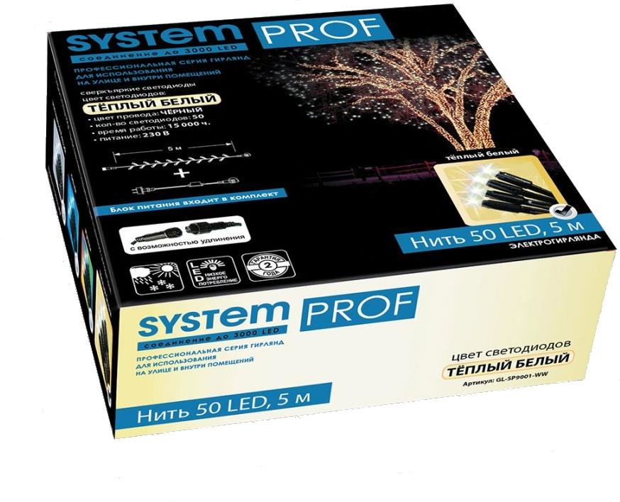 Гирляндная нить GLOS, теплый белый, 50 диодов