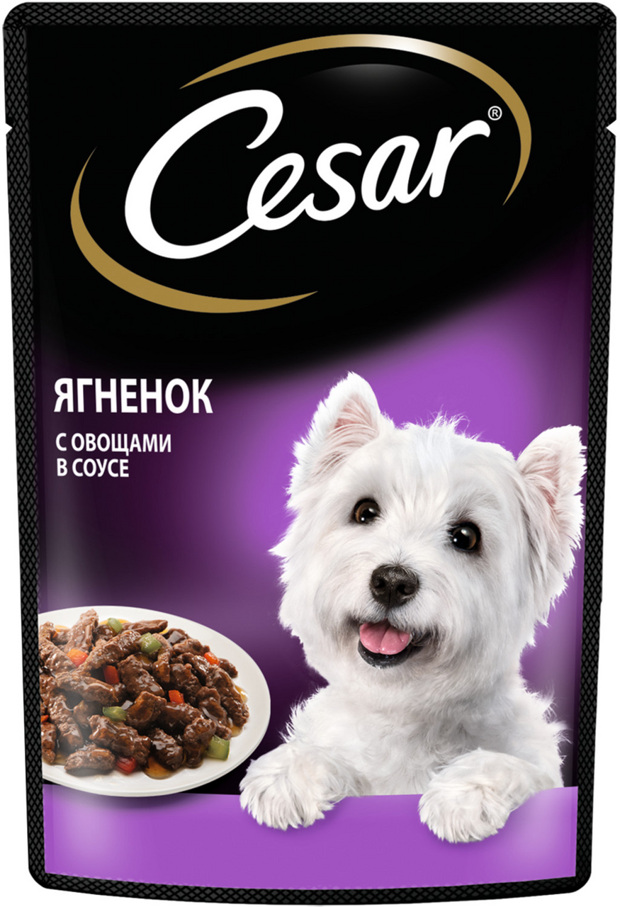 Корм влажный Cesar с ягненком и овощами в соусе для взрослых собак 85 г