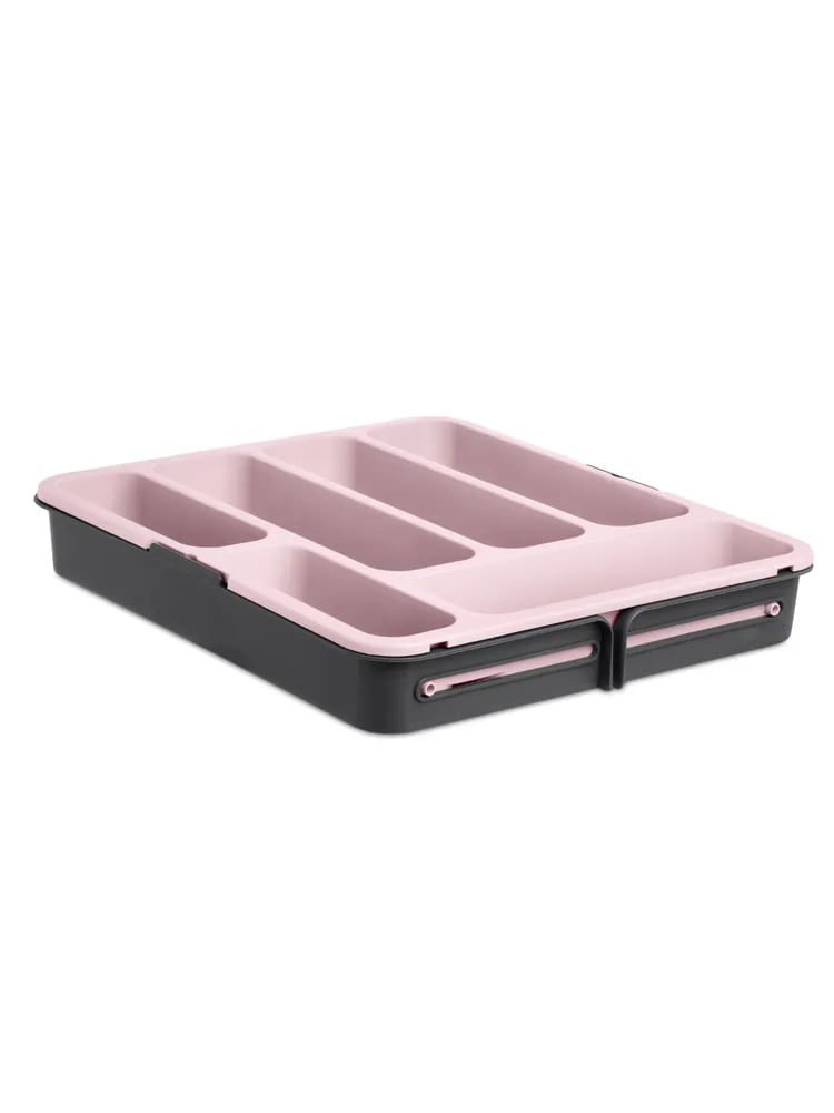 Лоток Gondol для столовых приборов раздвижной розовый