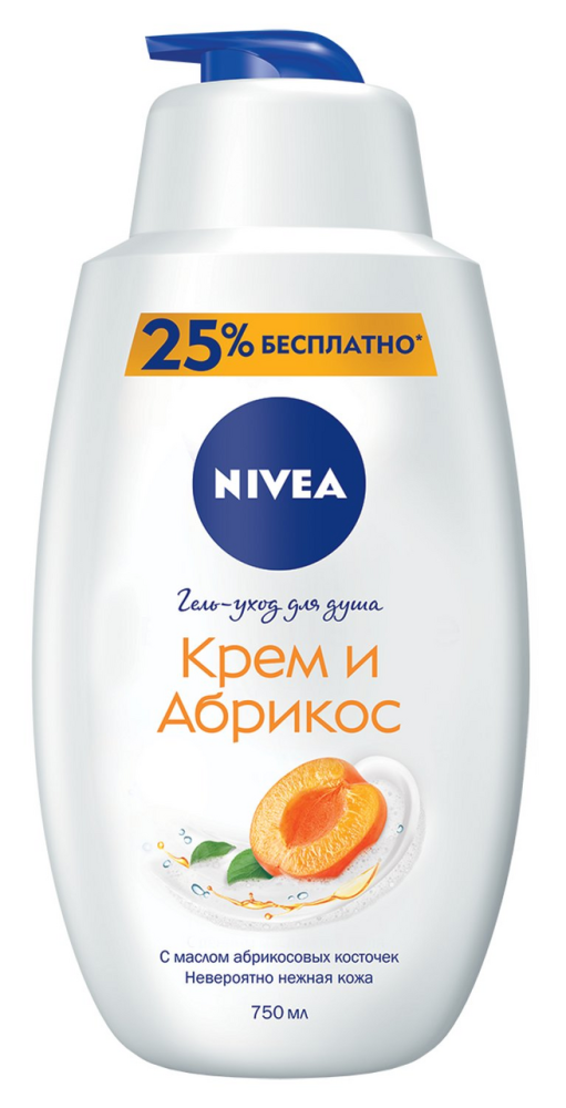 Гель для душа Nivea \"Крем и абрикос\" 750мл