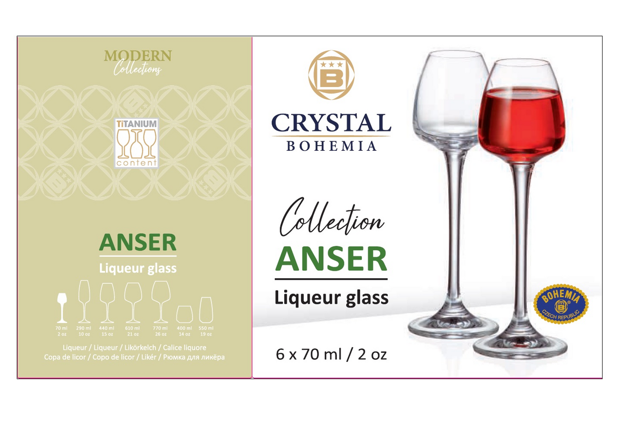 Набор рюмок Crystal Bohemia Ancer, 70мл х 6шт