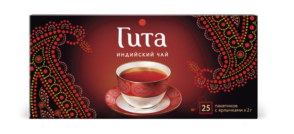 Чай черный Гита индийский в пакетиках (2г x 25шт), 50г