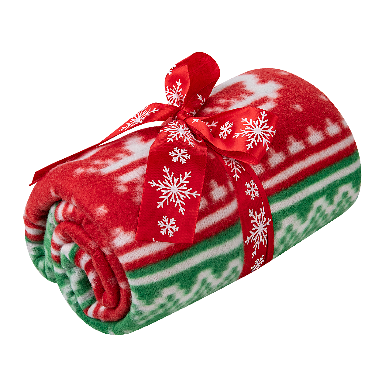 Tarrington House Плед флисовый красно-зеленый с принтом олени 170г, 130 х 170см