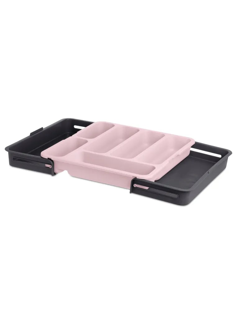 Лоток Gondol для столовых приборов раздвижной розовый