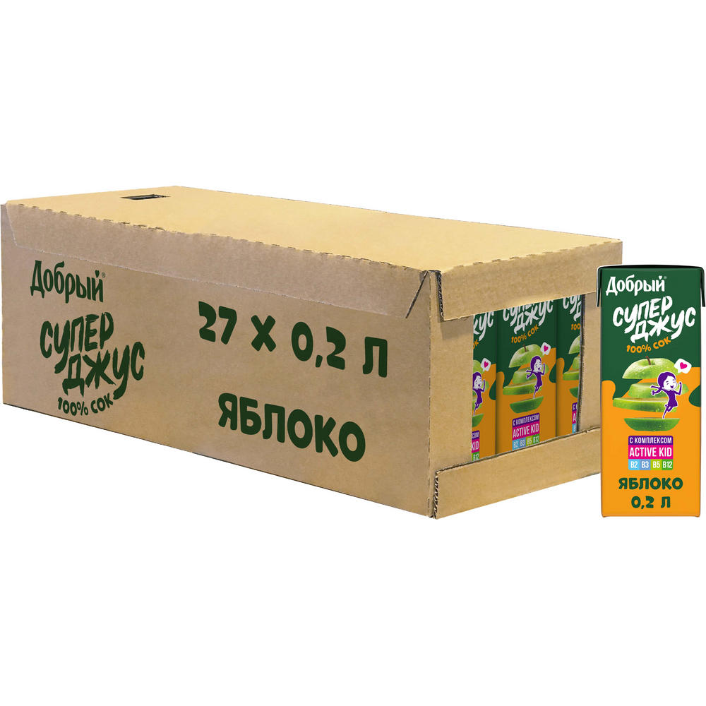 Сок Active kid яблочный обогащенный витаминным комплексом, 200мл