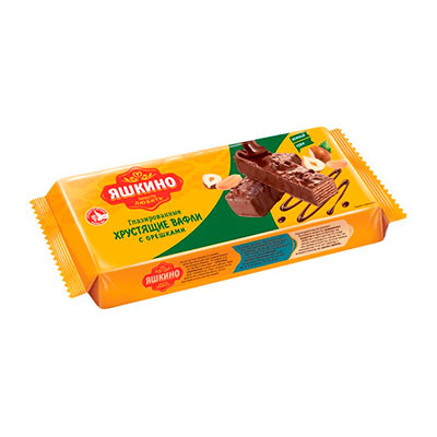 Вафли Яшкино Глазированные с орешками, 200г