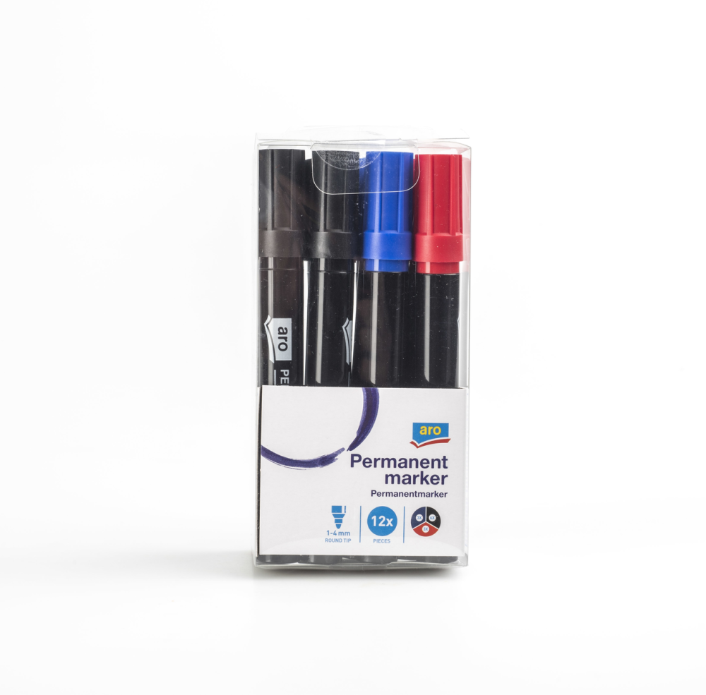 Маркер перманентный  ARO, 12шт