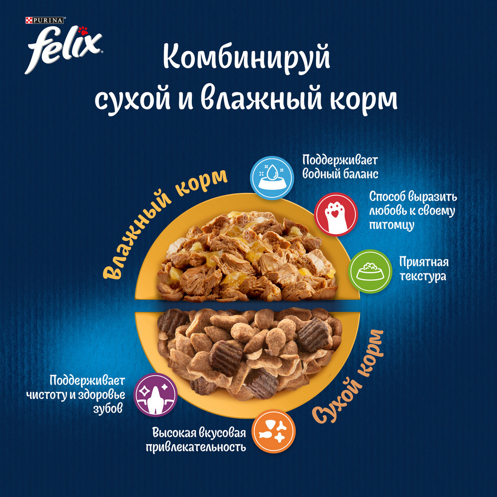 Корм влажный Felix Двойная вкуснятина Индейка-печень, 75г