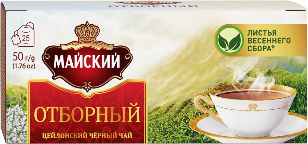 Чай Майский Отборный черный 25 пакетиков по 2 г