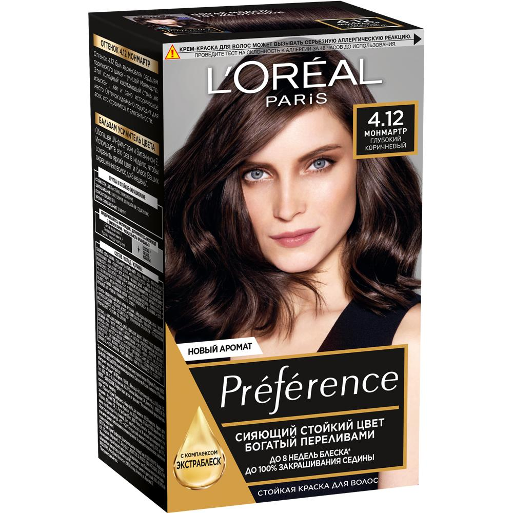 Стойкая краска для волос L'Oreal Paris Preference Монмартр оттенок 4.12