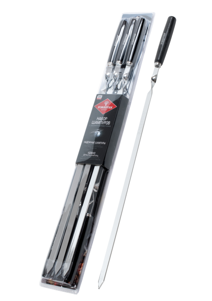 Набор шампуров Forester с деревянными ручками 55 см 6 штук