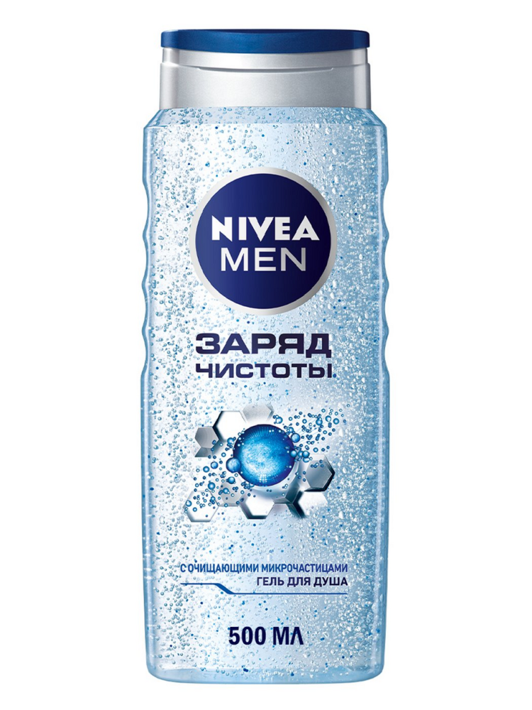Гель для душа мужской Nivea Men Заряд чистоты с очищающими микрочастицами 500 мл
