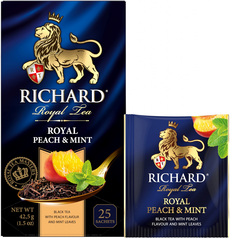 Чай Richard черный персик-мята (1.7г x 25шт), 43г
