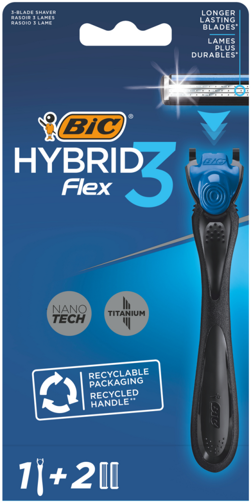 Станок для бритья Bic Flex 3 Hybrid (2 кассеты)