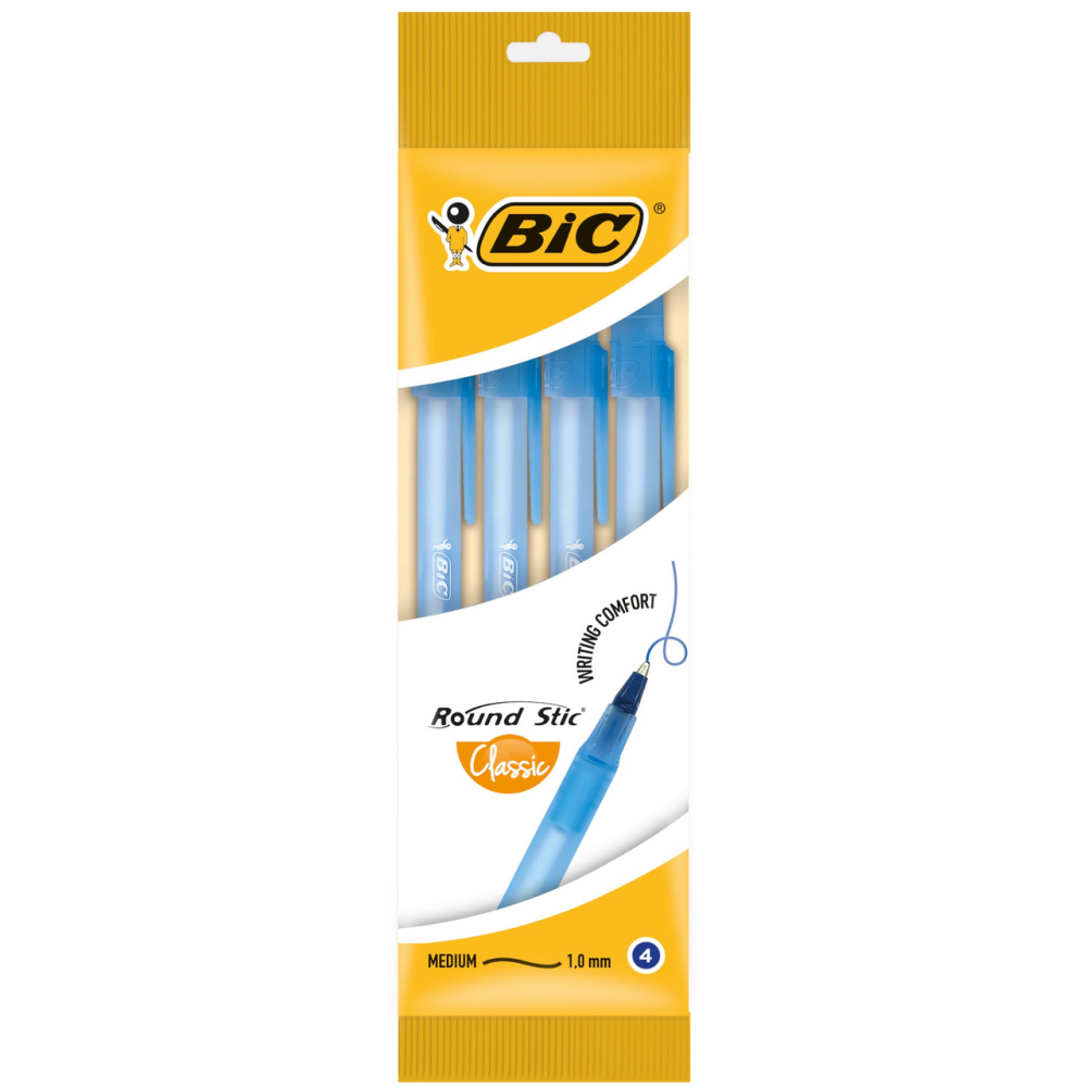 Ручки шариковые BIC Round Stic Classic синий, 4шт