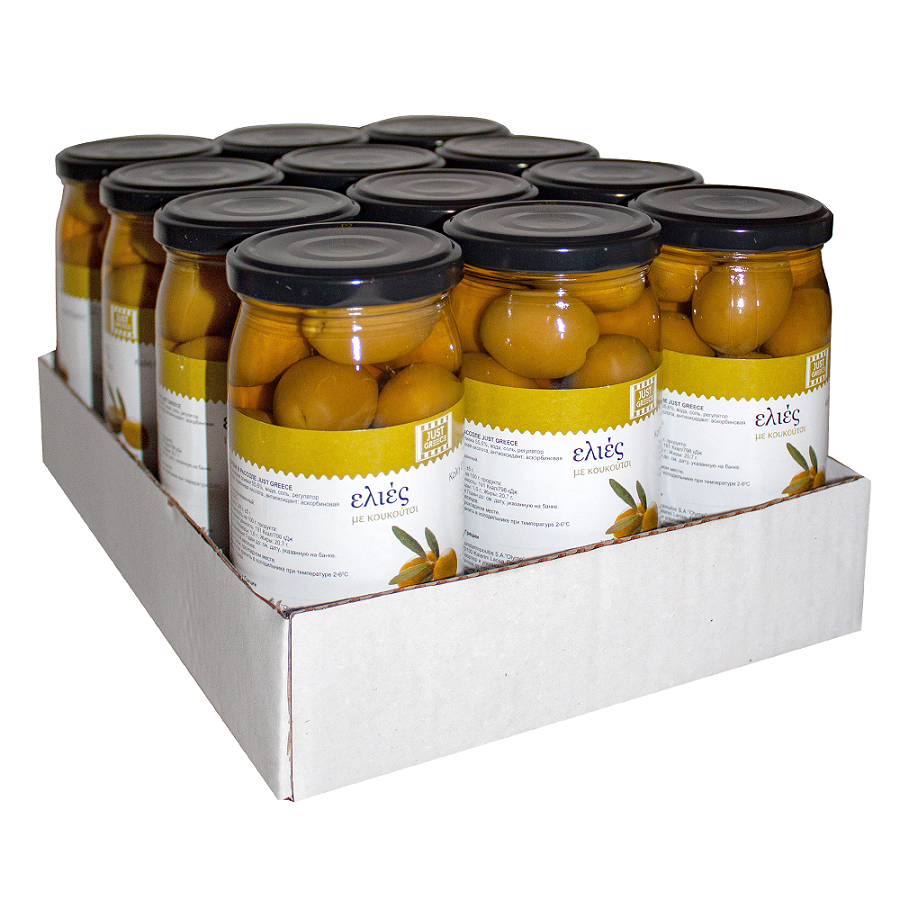 Оливки Just Greece зеленые с косточкой, 360г