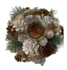 Венок-подсвечник красно-зеленый, 19см