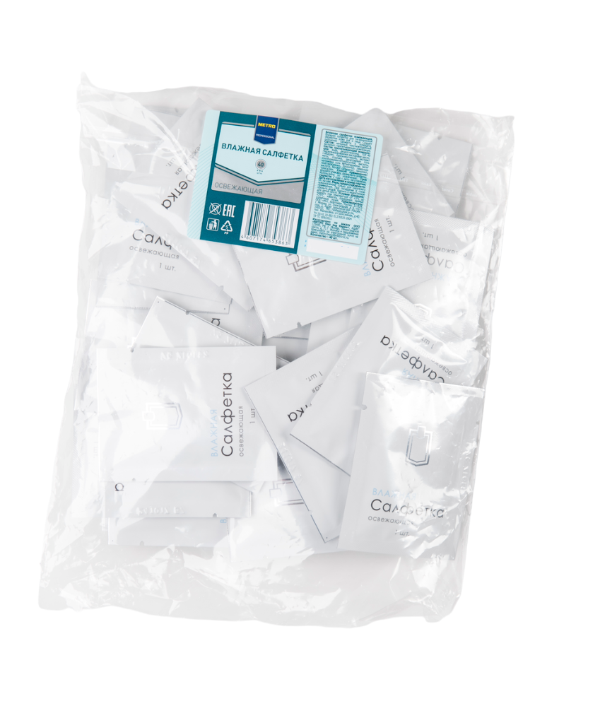 Влажные салфетки Metro Professional освежающие 40 шт