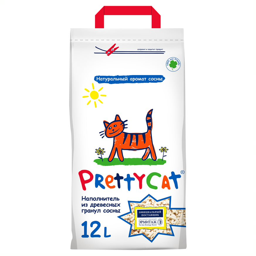 Наполнитель для кошачьего туалета PrettyCat впитывающий древесный, 12л