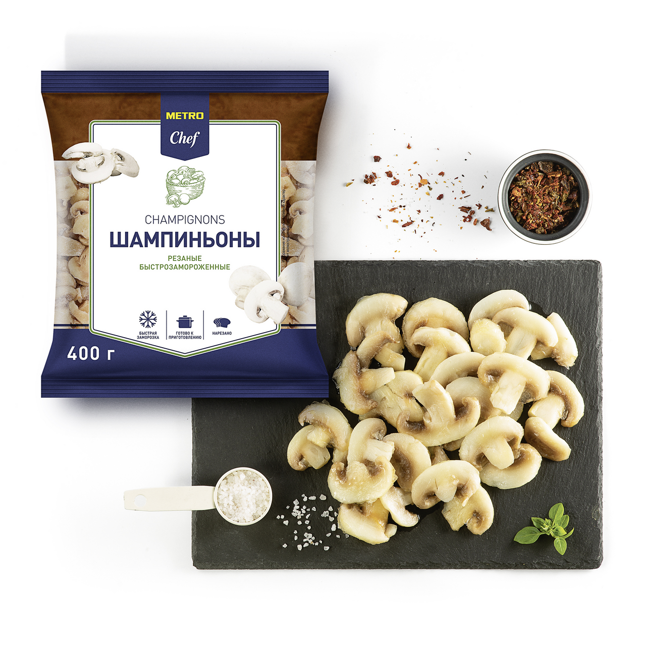 METRO Chef Шампиньоны резаные быстрозамороженные, 400г