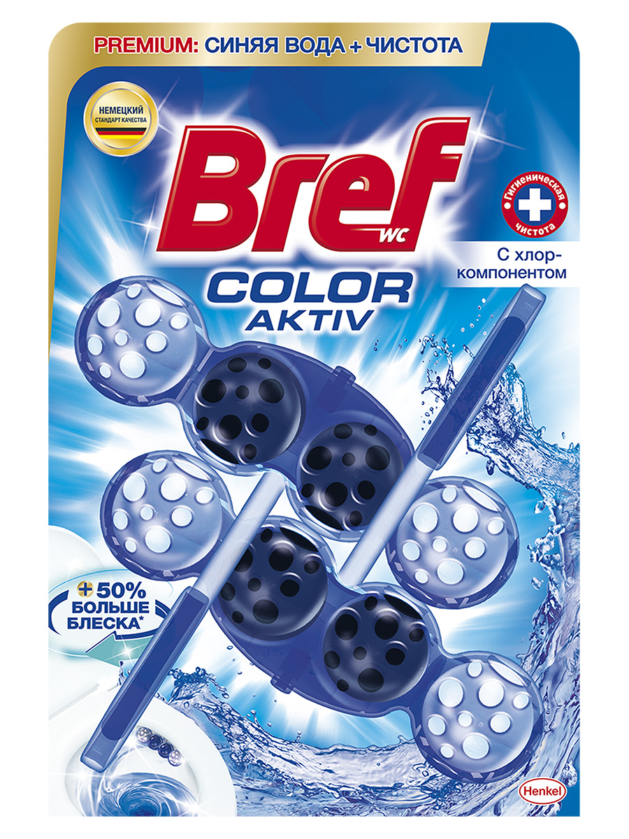 Средство чистящее для унитаза Bref Color Aktiv с хлор-компонентом 50 г (2 штуки)