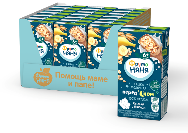 Каша овсяная ФрутоНяня молочная с бананом с 6 месяцев, 200мл БЗМЖ